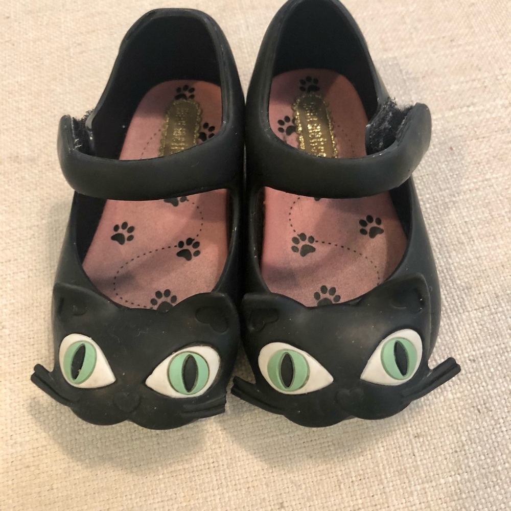 Mini Melissa girls black cat Mary Jane shoes 5